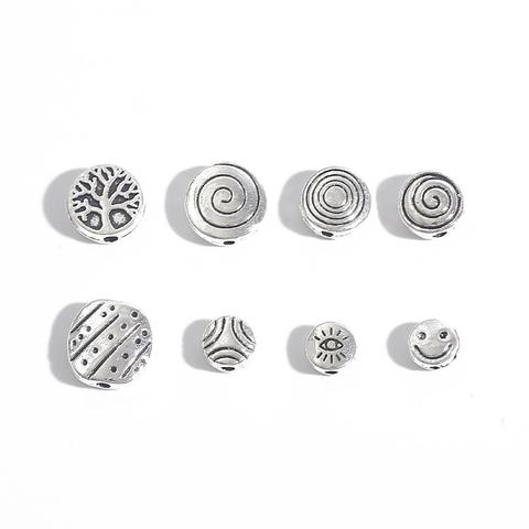 20-30PCS New Alloy Spacer Beads Oblate Pattern Metal Beads for DIY Jewelry Bracelet Necklace Handmade Accessories ► Photo 1/6