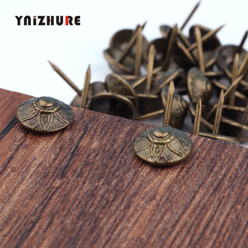 YNIZHURE 50Pcs 12*17mm Antique Umbrella Flower Pattern Carved Nail Wooden Box Case Furniture Nails Pushpin Decorative Tacks Stud ► Photo 1/6