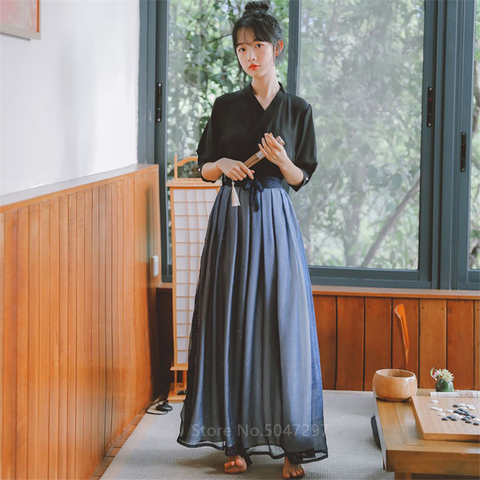 Japanese Style Kimono Dress Women Haori Samurai Costume Chiffon Skirts Casual Vintage Kawaii Girls Party Traditional Clothing ► Photo 1/6