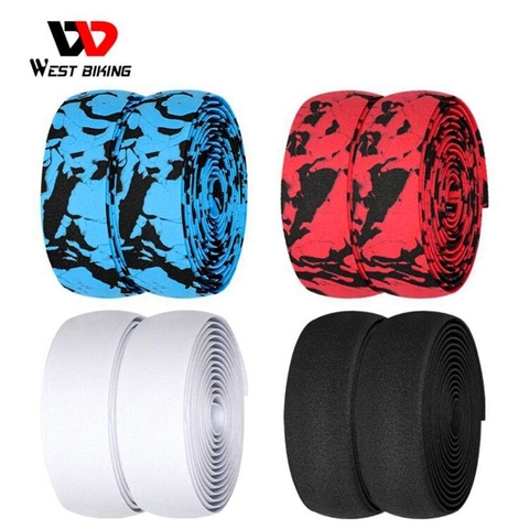 WEST BIKING 2pcs Bicycle Handlebar Tape Camouflage Anti-Slip Damping Cycling Road Bike Handle Belt Wraps with Bar End Plugs MTB ► Photo 1/6