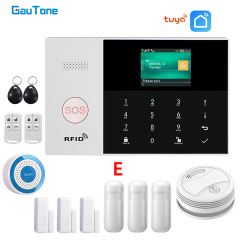 GauTone PG105 Tuya Wifi GSM Alarm System for Home Security with Wireless Siren Smoke Detector support Smart Life app Control ► Photo 1/6