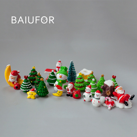 BAIUFOR Miniature Christmas Tree Santa Claus Snowmen Gift Box Terrarium Accessories Fairy Garden Figurines Dollhouse Decor ► Photo 1/5
