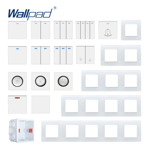 Wallpad White Glass Panel Wall Light Switch Function Key Only DIY Free Combination 52*52mm  1 2 3 4 5  Multiple Frame ► Photo 1/6
