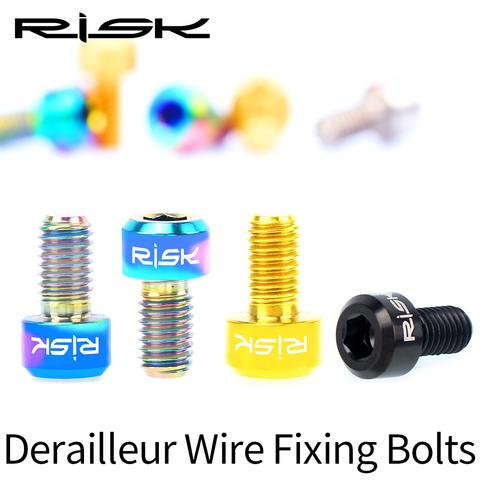 RISK 2PCS M5x9 mm Bicycle Front Rear Derailleur Wire Inner Line Fix Press Bolt Titanium Alloy MTB Mountain Bike Cable Line Bolt ► Photo 1/6