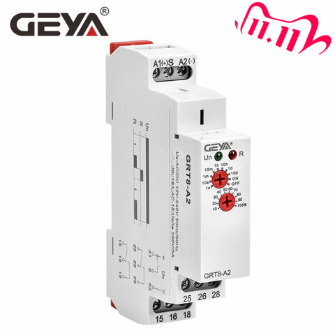 Free Shipping GEYA GRT8-A Electronic 16A SPDT ON Delay Timer Relay Time Relay 12V 24V 220V DIN Rail Type AC230V OR AC/DC12-240V ► Photo 1/6