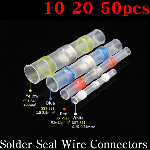 10/20/50pcs Solder Seal Wire Connectors Heat Shrink Butt Connectors Insulated Electrical Terminals for car boat  Home Waterproof ► Photo 1/6
