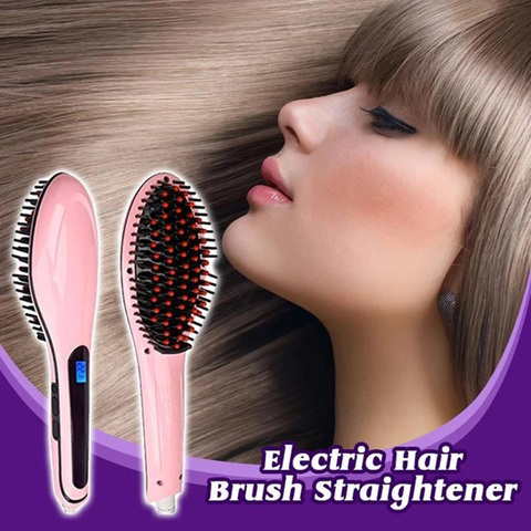 New LCD Straightening irons Fast Smoothing Electric Hair Straightener Brush Ceramic Heating Temperature Display hair hot comb ► Photo 1/6