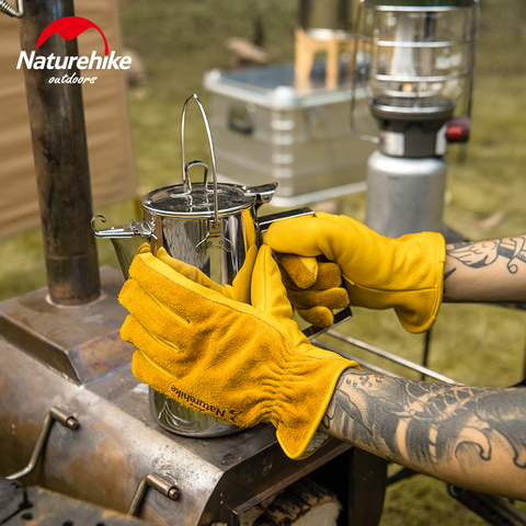 Naturehike Outdoor cowhide gloves labor insurance wear-resistant working camping leather retro yellow gloves ► Photo 1/5