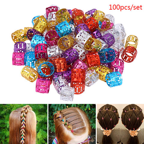 100pcs Hair Beads for Braids Woman Man Adjustable Hair Braid Rings