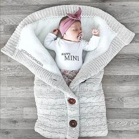 Winter Warm Baby Blanket Thicken Polar Fleece Infant Stroller Sleeping Bags  For Newborn Baby Bedding Swaddle Wrap Envelope ► Photo 1/6