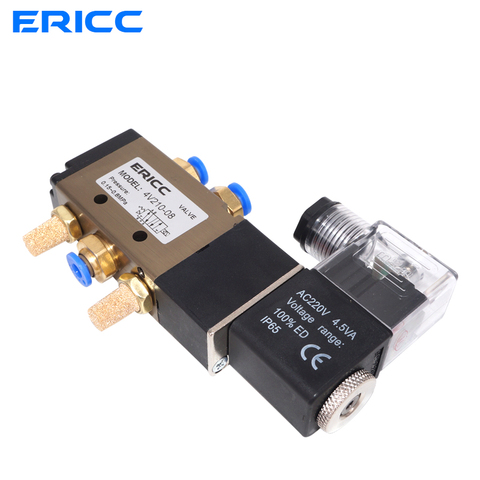 4V210-08Air Solenoid Valve 5 Way Port 2 Position Gas Pneumatic Electric Magnetic Valve 12V 24V 220V port 1/4