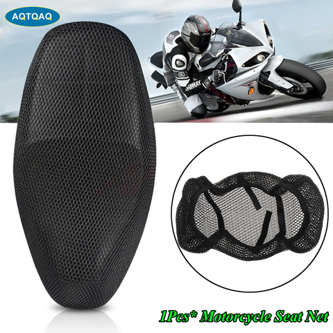 AQTQAQ 1Pcs 3D Black Motorcycle Electric Bike Mesh Net Seat Cover Breathable Protector ► Photo 1/6