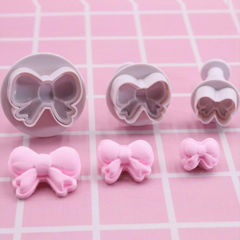 3pcs/set DIY Bow Knot Ties Bakeware Cookie Plunger Cutter Molds Embossed Stamp For Fondant Cake Biscuit Decorating Tool ► Photo 1/6