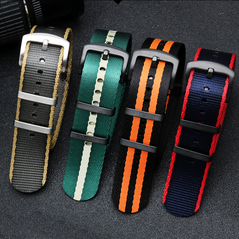 New Nato Strap 20mm 22mm Watch Strap Gloss Smooth Nylon Seatbelt For James Bond 007 Military Waterproof Watch Band #C ► Photo 1/6