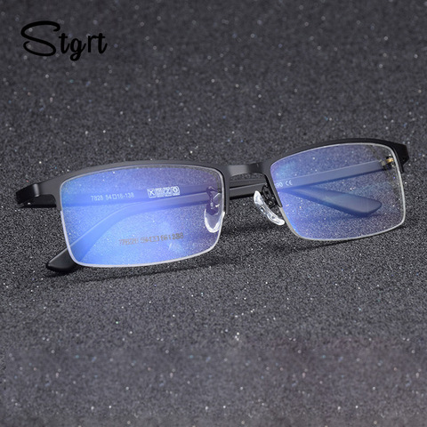 Men's Prescription Glasses Optical Metal Half Frame Glasses Fashion Transparent Lens Anti Blue Light Eyeglasses ► Photo 1/6