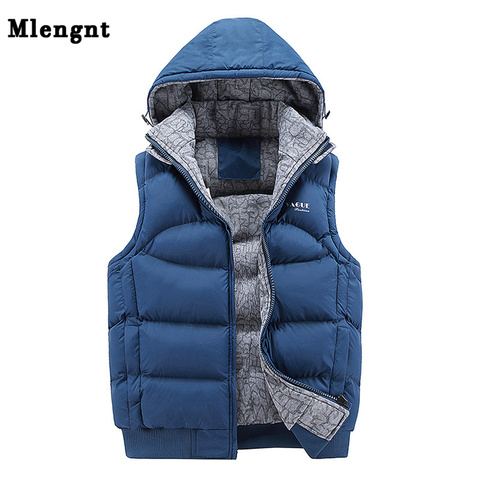 Fashion Sleeveless Jacket 2022 Men Thickening 100% Cotton Vest Hat Hooded Warm Vest Winter Waistcoat Men Casual Windbreaker ► Photo 1/6