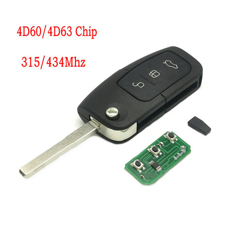 Datong World Car Remote Control Key For Focus Mondeo Fiesta Galaxy Fusion 315/434 Mhz 4D60/4D63 Chip Auto Smart Flip Blank Key ► Photo 1/6