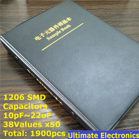 1206 SMD SMT Chip Capacitor Sample book  Assorted Kit  38valuesx50pcs=1900pcs (10pF to 22uF) ► Photo 1/3
