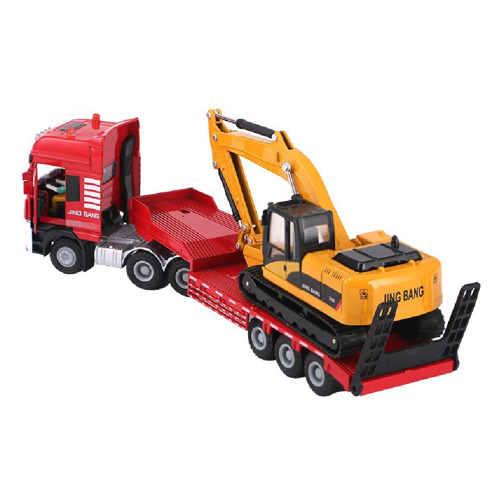 Trailer Model 2 IN 1 Engineering Vehicle Toy Gift 1:50 Alloy Diecast Excavator