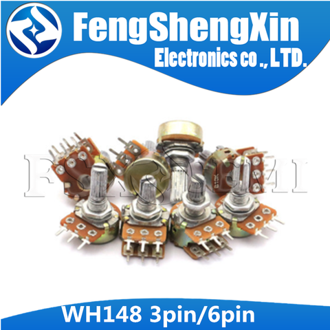 10pcs WH148 3pin 6pin 15mm B1K B2K B5K B10K B20K B50K B100K B250K B500K B1M Potentiometer 1K 2K 5K 10K 20K 50K 100K 250K 500K 1M ► Photo 1/1