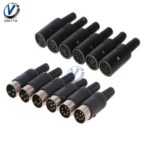 1Pc Male Plug /Female Socket DIN Connector Plug 3/4/5/6/7/8 PIN Chassis Cable Mount Chassis Cable Mount With Plastic Handle ► Photo 1/6
