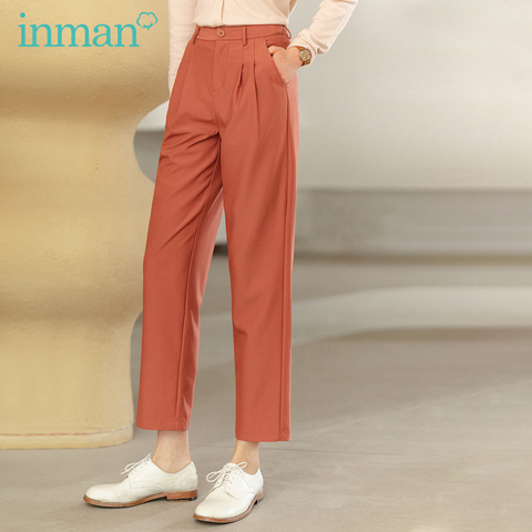 INMAN 2022 Autumn New Arrival Turnip Long Pants Slimming Cut Bag Matching Suit One-piece Suit Two Colors Pants ► Photo 1/5