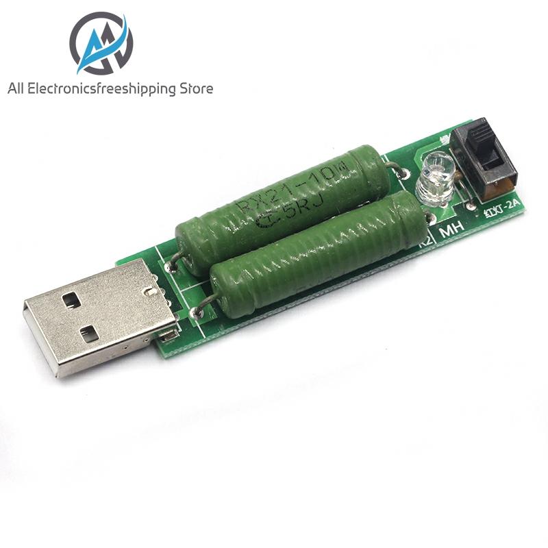 1pcs/lot USB Port Mini Discharge Load Resistor Digital Current Voltage Meter Tester 2A/1A With Switch 1A Green Led / 2A Red Led ► Photo 1/4
