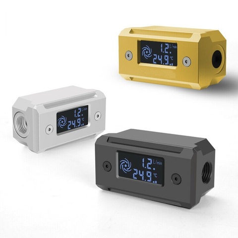 Syscooling water cooling metal flow meter water cooling tempreture indicator with LED screen  G1/4 thread ► Photo 1/3