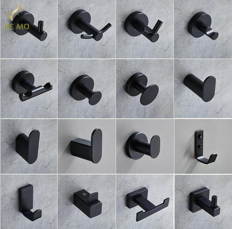 black stainless steel Towel Hooks Cloth Towel Bath Coat Hanger Door Wall Hook Retro Home Deco Bathroom Accessories Rack ► Photo 1/6