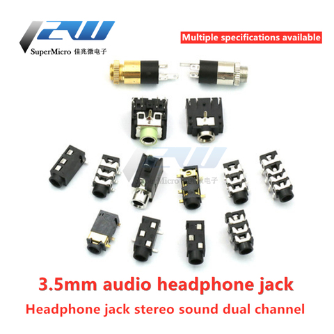 10 pcs/lot Headphone jack 3.5 MM PJ-3F07-313-316-320-325-326-327-358-392-393-342 Audio and video female dual channel stereo jack ► Photo 1/3