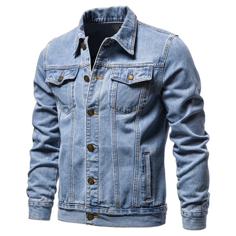 New 2022 Cotton Denim Jacket Men Casual Solid Color Lapel Single Breasted Jeans Jacket Men Autumn Slim Fit Quality Mens Jackets ► Photo 1/6