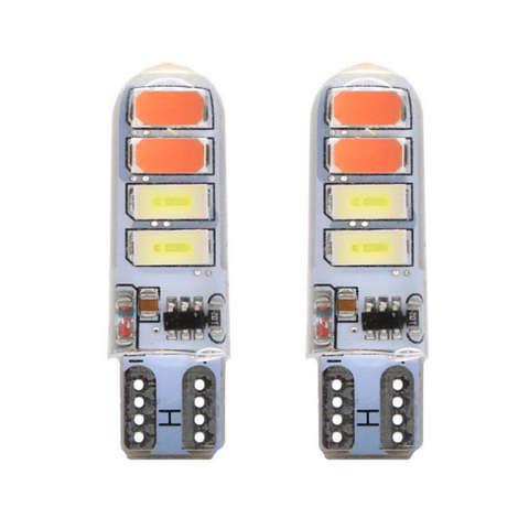 2PCS T10 W5W 194 168 5630 8SMD LED Dual Color Car Flash Strobe Light T10 Silicone Clearance Lights Bulbs 12V ► Photo 1/1