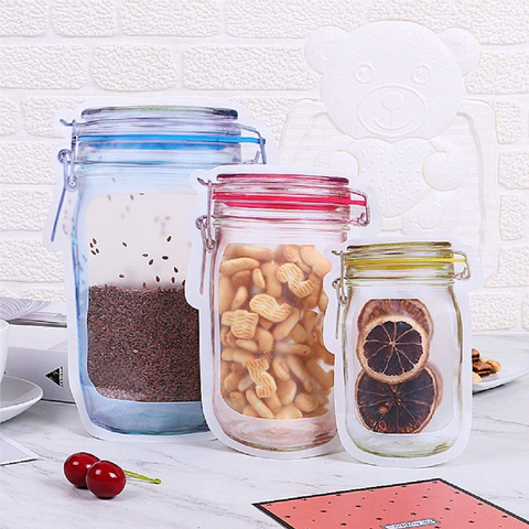 Reusable Mason Jar Bags Nuts Candy Cookies Bag Fresh Food Organized Ziplock Bags