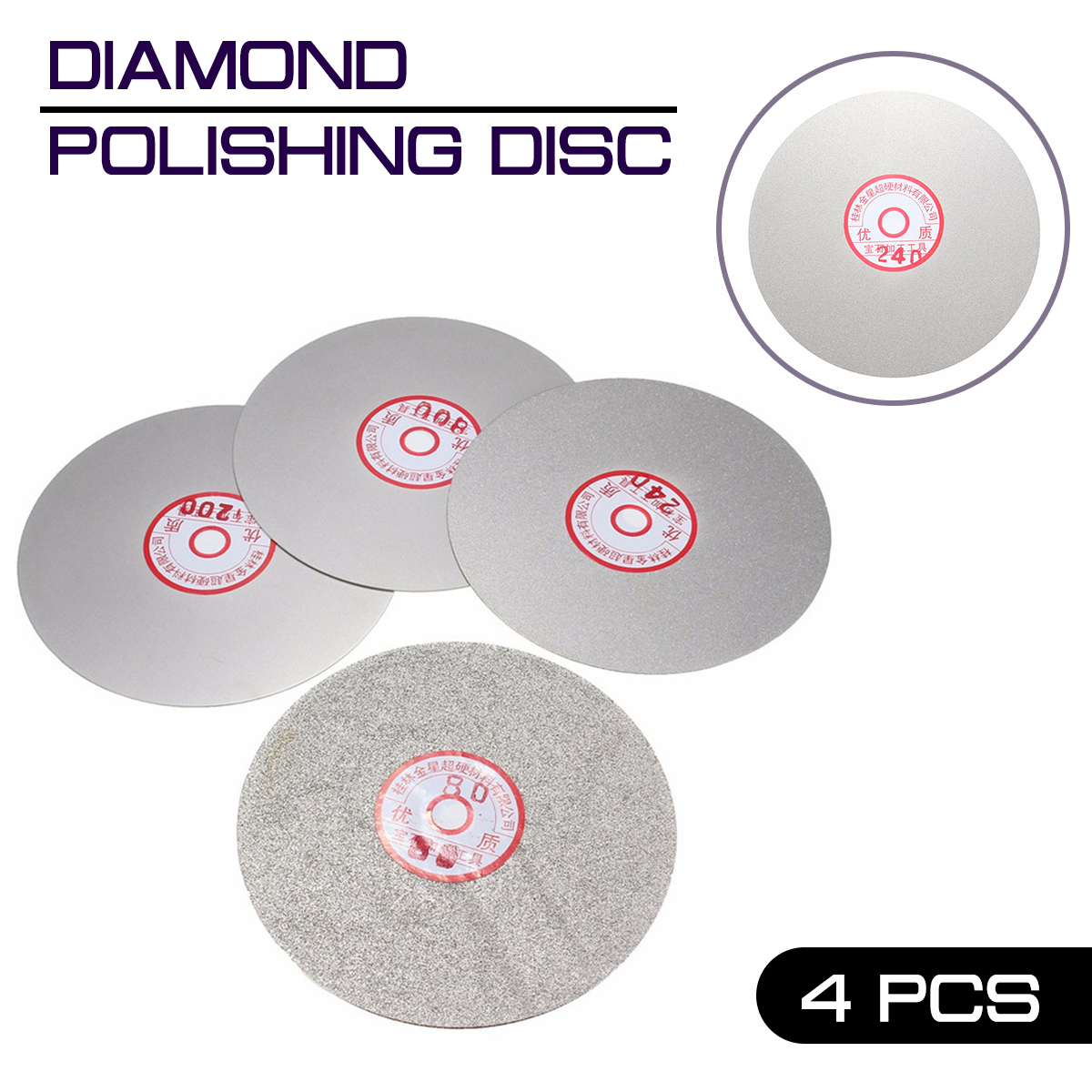 4pcs 6 Inch 600/800/1200/3000 Grit Flat Lap Wheel Lapping Grinding Disc