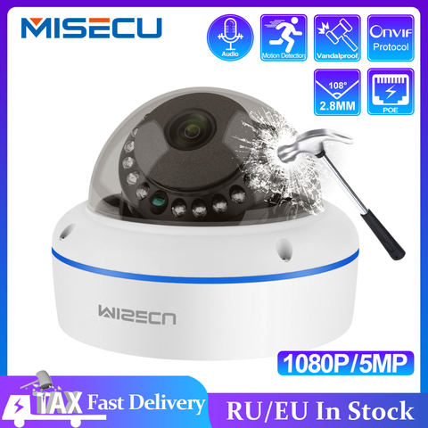 MISECU Super HD 5MP 2MP H.265 Surveillance IP POE Camera 1080P Audio Microphone Dome Indoor Security Camera Email Push ONVIF P2P ► Photo 1/6