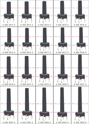 30PCS 6X6X13.5/14/14.5/15/16/17/18/19/20/21/26MMTactile Push Button Switch DIP 4PIN Copper Push Connector Tact Switch Momentary ► Photo 1/4