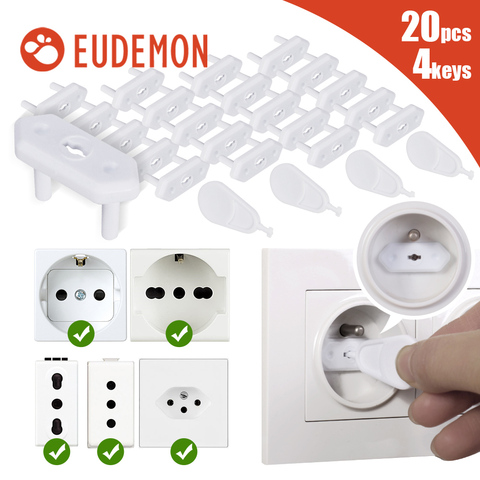 EUDEMON 20pcs Chile/Brazil Power Socket Outlet Plug Protective ABS Cover Anti Electric Baby Safety Protector double security ► Photo 1/6
