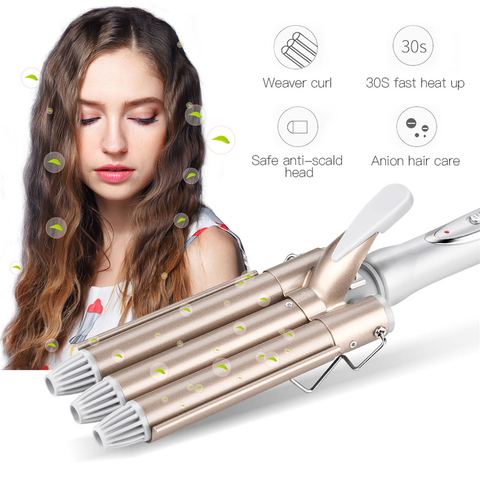 Professional 110-220V Hair Curling Iron Wave Wand Ceramic Triple Barrel Hair  Curler Roller Corrugation Hair Waver Styling Tools - Price history & Review  | AliExpress Seller - Kinfo Timer Store 