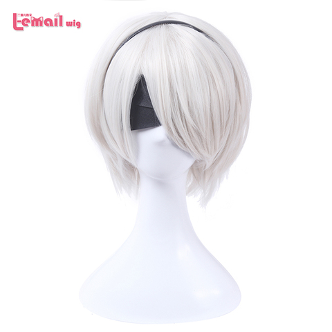 L-email wig Nier Automatas 2B 9S Cosplay Wigs White Short Men Cosplay Wigs Halloween Heat Resistant Synthetic Hair No.2 Type B ► Photo 1/6