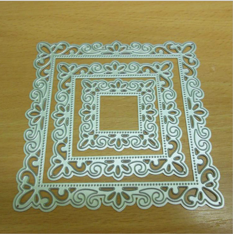 3pcs Pierced Frame Cut Dies Scrapbooking Steel Cutting Dies Stencils Embossing DIY Card Photo Album Template Metal Craft ► Photo 1/5