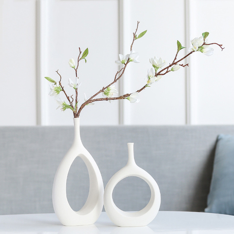 Modern Ceramic Flower Vase Classic Porcelain Table Top Living Room Decorations 