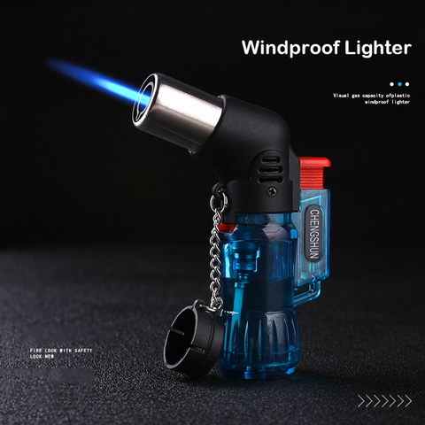 Mini Butane Jet Torch Windproof Gas Lighter Turbo Random Color Plastic Fire Ignition Cigar Pipe Kitchen Lighter Outdoor ► Photo 1/5