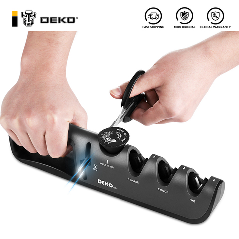 DEKO 4 in 1 Knife Sharpener Adjustable Angle Suitable for Different Knives Grind scissors Professional Grinding Machine Gadgets ► Photo 1/6