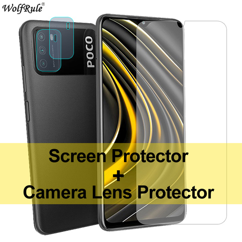 2PCS Screen Protector For Xiaomi Poco X3 Glass M3 F2 Pro Mi A2 Lite A3 5 Tempered Glass Protective Phone Camera Film Poco X3 NFC ► Photo 1/6