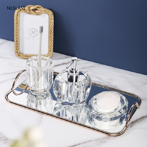Nordic Four-piece Suit Crystal Glass Bathroom Accessories Soap Dispenser Mouth Cup Lotion Bottle Decoration Accessories ► Photo 1/6