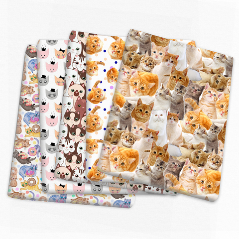Patchwork Cat Polyester Cotton Fabric for Tissue Sewing Quilting Fabrics Needlework Material DIY Handmade,c14270 ► Photo 1/6