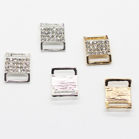 Mini rectangular rhinestone double buckle 10pc 12*15mm metal crystal underwear connector clothing accessories DIY craft supplies ► Photo 1/5