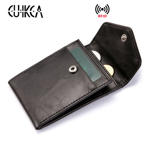 CUIKCA Fashion RFID Wallet Women Men Mini Ultrathin Leather Wallet Slim Wallet Coins Purse Credit ID & Card Holders Card Cases ► Photo 1/6