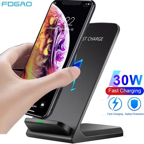 FDGAO 30W Qi Wireless Charger Stand For iPhone 12 Pro Max Mini 11 XS XR X 8 Samsung S20 S10 S9 Type C Fast Charging Dock Station ► Photo 1/6
