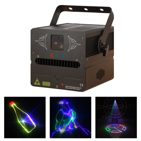 Pro 1W RGB Full Color DMX Laser SD Card Program 3D Animation Projector Lights For DJ Disco Party Beam Light Scan Stage Lighting ► Photo 1/1